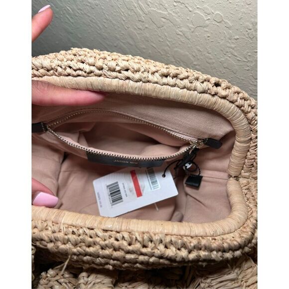 Jason Wu Rose Straw Frame Clutch Bag Tan Beige Natural Beach Coastal Raffia NWT - Picture 8 of 15